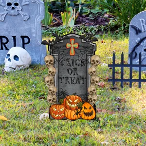 Estaca de Jardín Lápida de Halloween Calabaza Cráneo Decoración Césped Al Aire Libre
