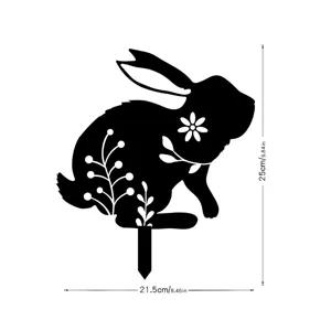Piquet de jardin lapin de Pâques en acrylique décoration extérieure avec fleurs design