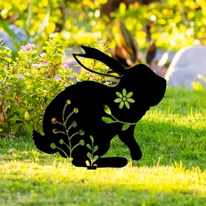 Piquet de jardin lapin de Pâques en acrylique ornement de pelouse décoration.