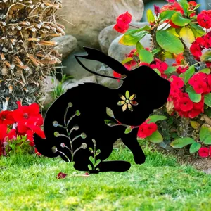 Silhouette de lapin de Pâques piquet de jardin panneau extérieur en acrylique décoratif