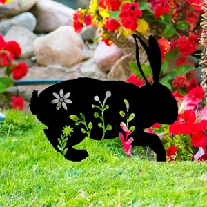 Piquet de jardin lapin de Pâques silhouette décoration pelouse extérieure fleurs