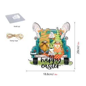 Ostern Holzhänger Gnom LKW Schild Haustür Party Dekoration mit Haken und Hanfseil