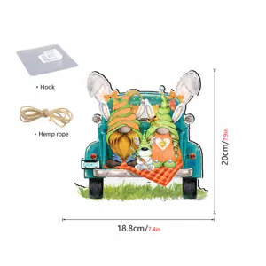 Ostern Holz Wichtel Auto Hängeschild, süße Feiertag Tür Deko mit Seil und Haken für Party.
