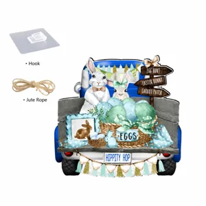 Ostern Holzhänger Schild Lkw Hase Eier Tür Veranda Wanddekoration Set 30cm 1 Stk