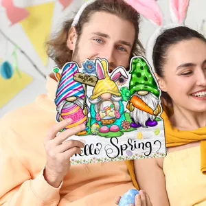 Osterferien Holz Schild Hase Zwerg Fruehlingsdeko Haustuer Haengende Deko Schild Plakette