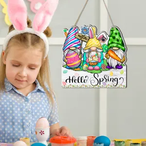 Ostern hölzernes Hängeschild Hase Zwerg Frühlingsfest Party Haustür Dekoration Anhänger.