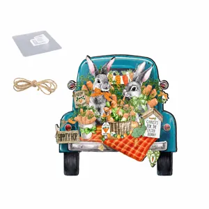 Osterholz LKW Hängeschild Hase Feiertag Festival Wand Tür Dekor mit Seil Haken