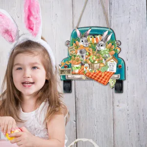 Ostern Holzlaster Hängeschild Osterhase Haustür Deko Party Festival Wanddekoration neu