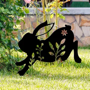 Piquet de jardin lapin de Pâques décoration extérieure pelouse silhouette de lapin creux