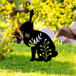 Lapin de Paques acrylique miroir piquet de jardin decor pelouse vue de detail charmant design