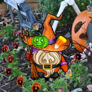Halloween Bruja Gnomo Estaca de Jardín Calabaza Letrero de Patio Decoración Exterior