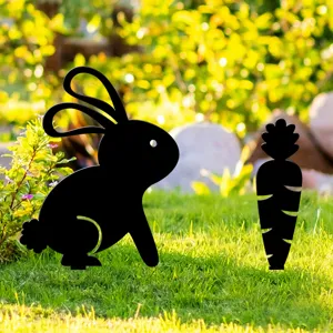 Pâques noir lapin carotte piquet de jardin acrylique décoration extérieure pelouse ornement