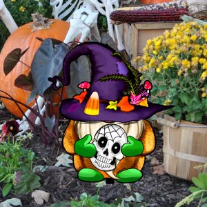 Estaca De Jardín Duende De Halloween Calabaza Bruja Decoración Césped Para Exterior