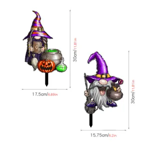 Estaca de Jardin Bruja Gnomo Halloween Calabaza Decoracion Exterior 30cm