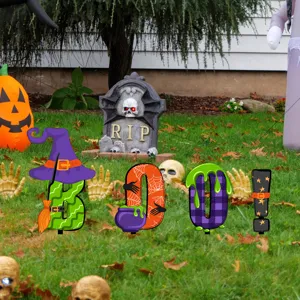 Carteles de patio de Halloween letras BOO lápida decoraciones de césped fiesta espeluznante