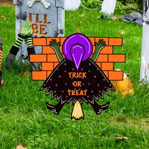 Estaca de jardin de bruja de Halloween decoracion cesped exterior letrero fiesta espeluznante