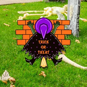 Estaca de jardin de bruja de Halloween decoracion exterior cartel de cesped para fiesta