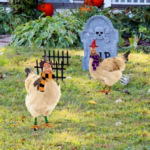 Estaca de jardin gallina bruja Halloween decoracion cesped letrero festival exterior