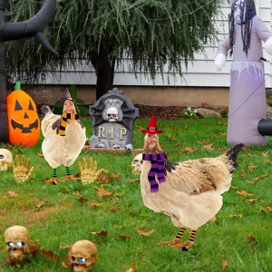 Set de estacas de jardín de pollo de Halloween, lindo sombrero de bruja para el césped.
