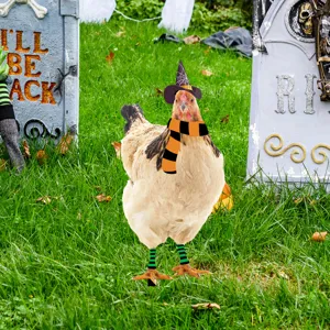 Halloween pollo estaca de jardín impermeable decoración césped gracioso sombrero de bruja