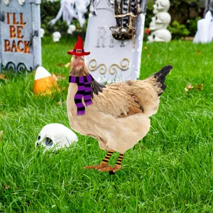 Halloween pollo estaca de jardin decoracion exterior sombrero de bruja cesped fiesta