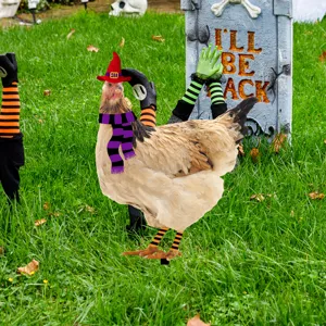 Letrero de patio de gallina de Halloween sombrero de bruja divertido decoración de jardín.