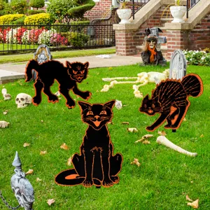 Halloween gatos negros carteles de césped decoración de jardín impermeable estacas