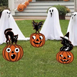 Halloween fantasma calabaza bruja gato estacas de patio jardín césped decoración