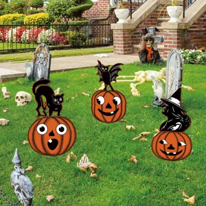 Halloween calabaza gato negro bruja estacas de jardín decoración césped accesorios fiesta