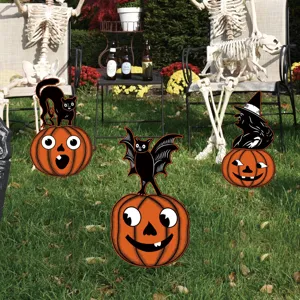 Estacas de jardín de Halloween calabaza gato negro murciélago bruja decoración césped
