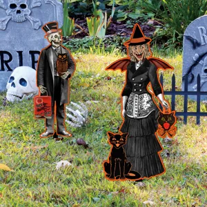 Estacas de decoración de césped al aire libre de bruja esqueleto espeluznante de Halloween