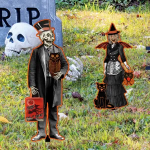 Estacas de jardín de Halloween decoración esqueleto espeluznante bruja lápida fiesta