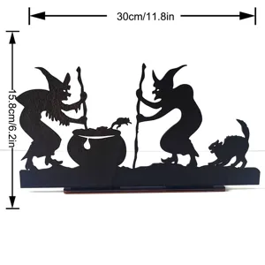 Halloween wooden witch silhouette decoration detail showing the size and exquisite craftsmanship.