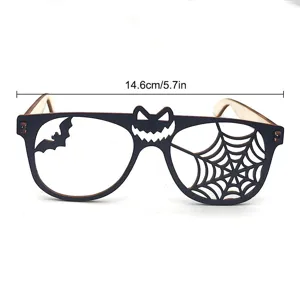 Halloween Holz Brille Party dekorative Brillengestell mit Fledermaus und Spinnennetz.