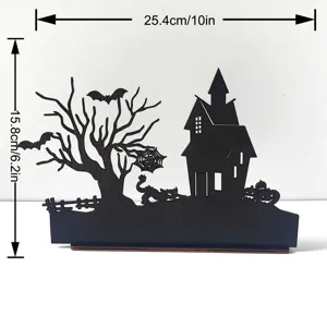 Halloween wooden decorative centerpiece table sign haunted house props party ornaments 25cm