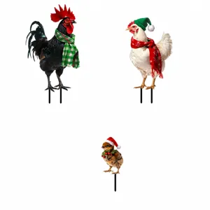 Tabella delle taglie del paletto da giardino gallo di natale con dimensioni di altezza.