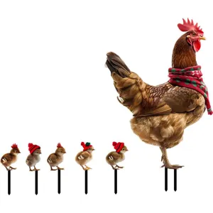 Set di paletti da giardino a forma di gallo di Natale in metallo, decoro festivo esterno.