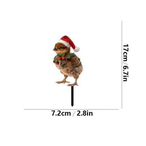Picchetto da giardino in metallo pulcino di Natale decorazione esterna prato 17cm.