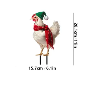 Picchetto da giardino in metallo gallo di Natale decorazione esterna con dimensioni 28.1cm 11in