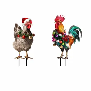 Tabella delle dimensioni del paletto da giardino in metallo con gallina di Natale.