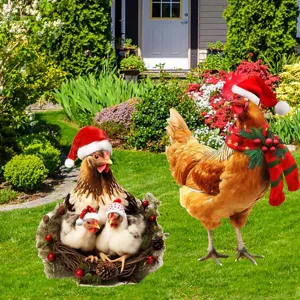 Paletto da giardino gallo di natale in metallo decorazione prato esterno festa natale