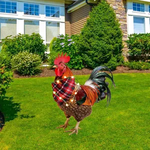 Picchetto da Giardino Gallo di Natale in Metallo Arte in Ferro Decorazione da Esterno