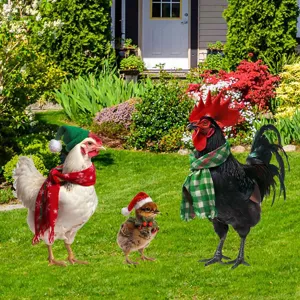 Picchetti da giardino in metallo gallina di Natale, decorazione prato all'aperto