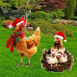 Pali da giardino in metallo gallo di Natale decorazione per prato festivo set ornamenti