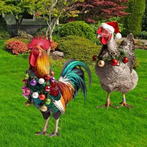 Paletto da giardino gallina di Natale in metallo decorazione esterna arte in ferro prato