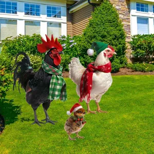 Picchetto da giardino gallina di Natale in metallo arte ferro decorazione esterna.