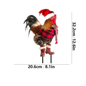 Natale metallo gallo giardino palo cortile arte all'aperto vacanza decorazione segno bello