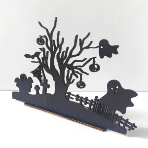 Halloween wooden spooky tree ghost pumpkin desktop detail decor ornament for party.
