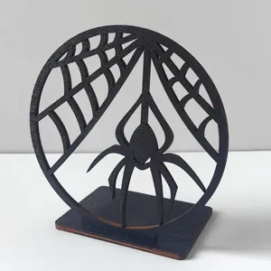 Halloween legno ragnatela decorazione da tavola ornamento intagliato al laser accessorio