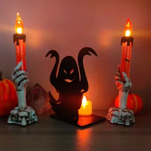 Halloween decorazione candelabro LED mano di scheletro fantasma di legno soprammobile festa